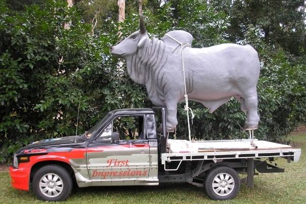 Fibreglass bull sculpture
